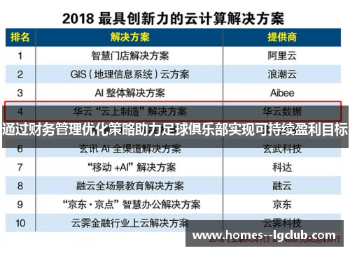 通过财务管理优化策略助力足球俱乐部实现可持续盈利目标